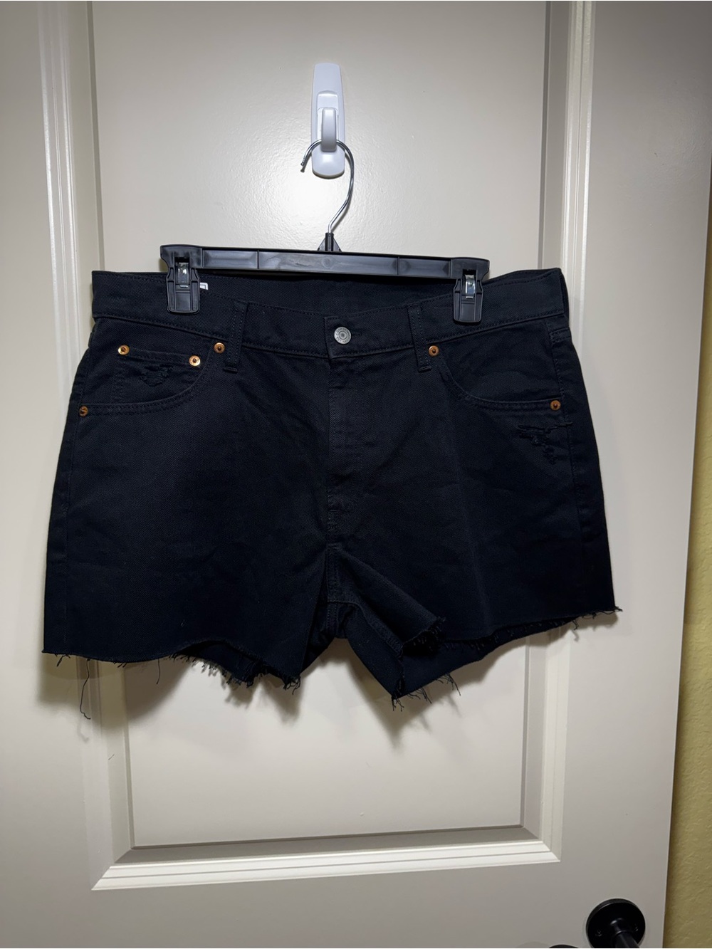 GAP Black Distressed Denim Cutoff Shorts